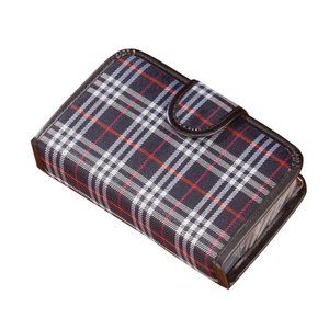 Plaid 14 Day Pill Holder Travel Case Medication Reminder Pill Box Black Red NEW